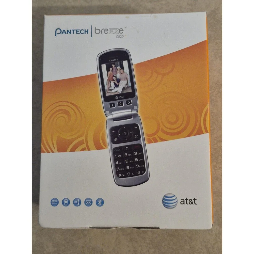 Pantech Breeze C520 Cellular Flip Phone AT&T Black Rare 2009
